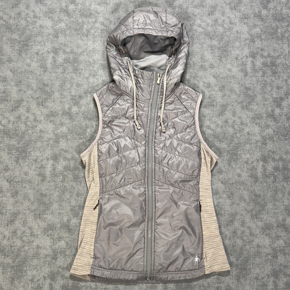 Smartwool SmartLoft 60 Hoodie Vest Womens XS Gray Merino Wool Insulated Quilted